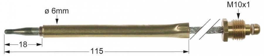 thermocouple plug connection ø6,0mm M10x1 L 650mm