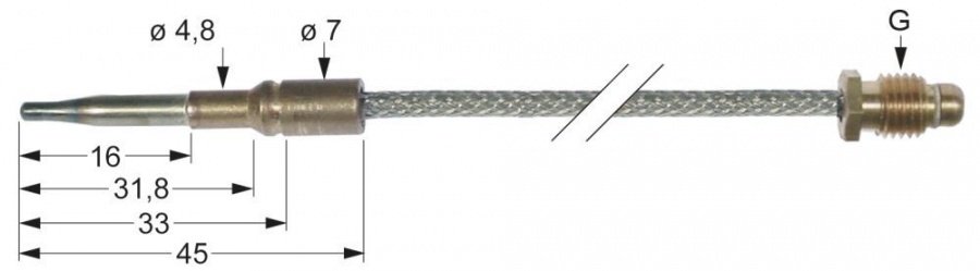 Termocupla flexibila L 450 mm, racord M8x1 - 102428