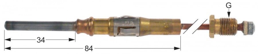 Termocupla L 1825 mm, cap ø 4,8 mm, filet racord ASA 11/32 - 102459