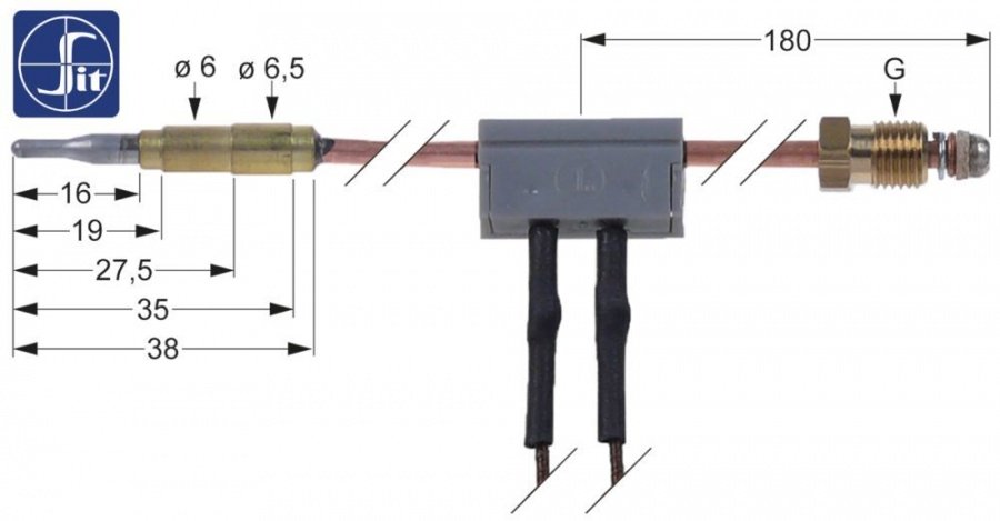 Termocupla intrerupta SIT, L 600 mm, cap ø 6.0(6.5) mm, filet racord M9x1 mm - 102737