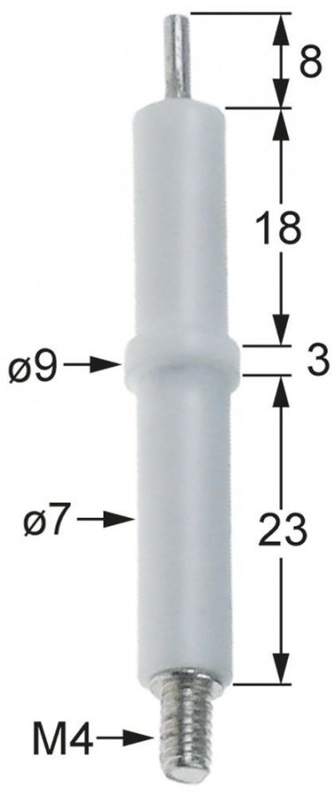 ignition electrode D1 ø 7mm connection M4 D2 ø 9mm L1 8mm BL1 18mm BL2 3mm BL3 23mm to clip