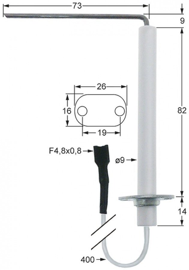 Electrod de aprindere 74.00.230, cu cablu 360 mm - 102879