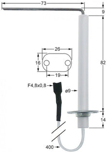 Electrod de aprindere 74.00.230, cu cablu 360 mm - 102879