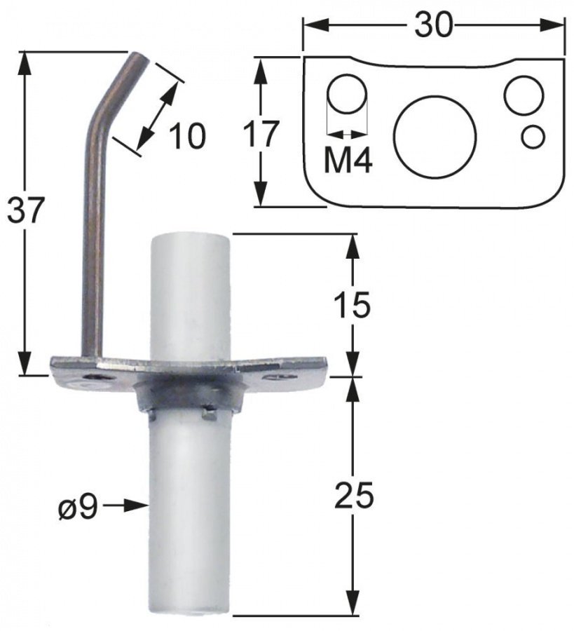 Electrod de aprindere 74.00.235, cu flansa 30 x 17 mm - 102882