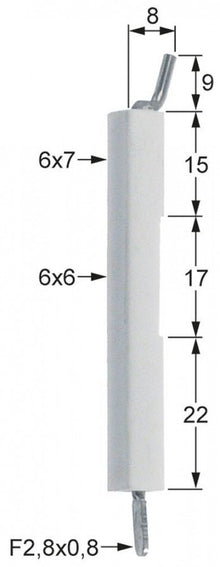 Electrod de aprindere ø 6 x 7 mm, conexiune papuc mic 2,8 x 0,8 mm - 102903