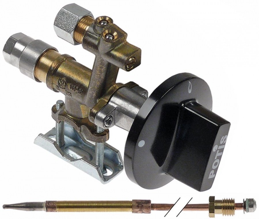 Robinet de gaz MADEC, gaz natural, ax ø 6 x 4.6 mm, filet termocupla M8x1 - 103204