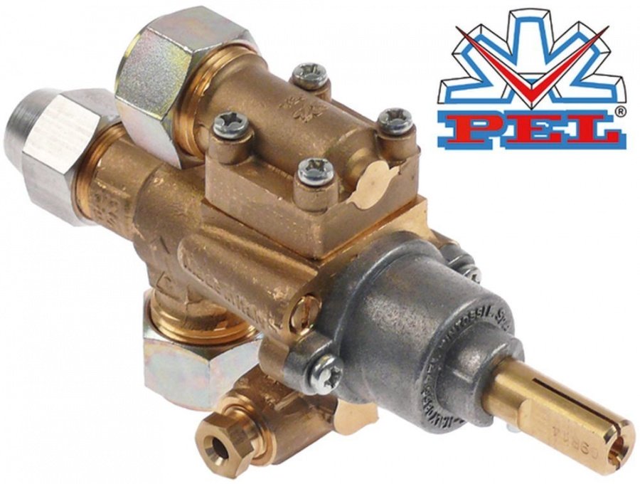 Robinet de gaz PEL type 22S/O, ax ø 10x8 mm, racord termocupla M9x1 - 103210
