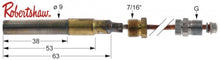 Termopila - generator termoelectric ROBERTSHAW 250-750 mV, ø 9x38 mm, fir L 1525 mm, racord 3/8" - 103240