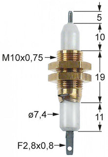 Electrod de aprindere ø 7,4 mm, filet M10x0,75, conector 2.8x0.8 mm - 103247