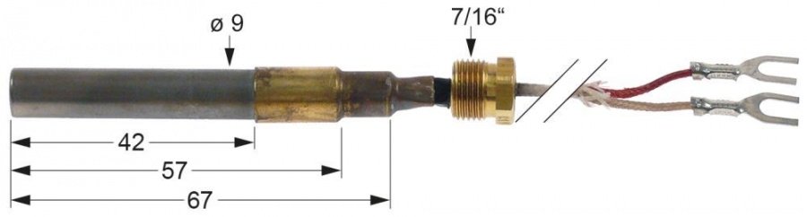 Generator termoelectric 250-750mV, L 920 mm, ø senzor 9 mm, L senzor 42 mm - 103316