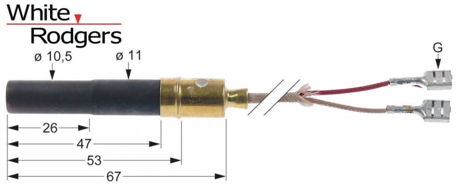 generator termoelectric WHITE RODGERS L 36\ - 915mm ø senzor 10,5/11mm L senzor 47mm