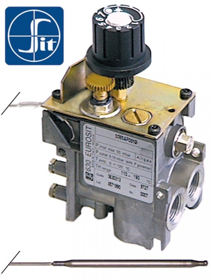 Valva de gaz termostatica serie 630 Eurosit, 100-340°C, racorduri gaz 3/8" - 106035