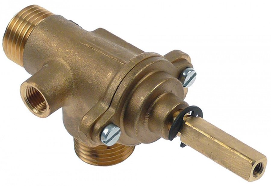 gas tap STN3R gas inlet 1/2" (tube ø 9mm) bypass nozzle ø 0mm gas outlet 1/2" (tube ø 9mm)