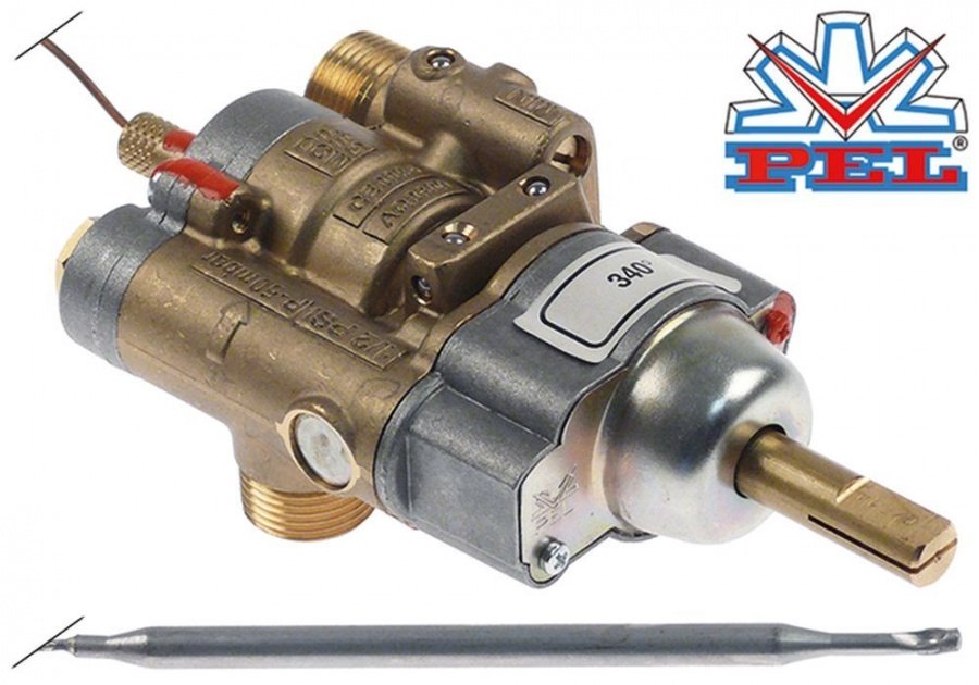 Robinet de gaz termostatic PEL 24ST, 140-340°C, intrare gaz filet M20x1.5 mm (tub ø 12 mm) - 106192