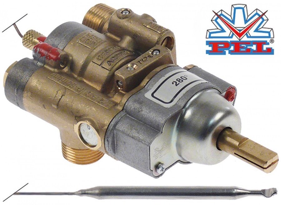 Robinet de gaz termostatic 24ST, temp. 120-280°C, filete intrare iesire M20x1,5 - 106203