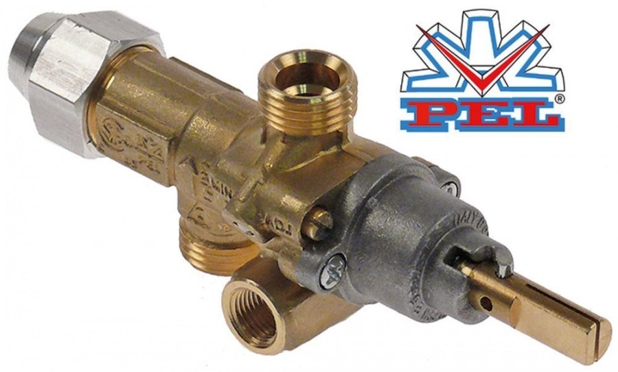Robinet de gaz PEL 21S, ax ø 8 x 6,5 mm, racord termocupla M8x1 - 106292