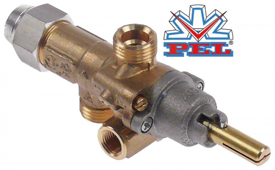 Robinet de gaz PEL 21S, ax 8x6,5 mm, lungime ax 22 mm, racord termocupla M8x1 - 106298