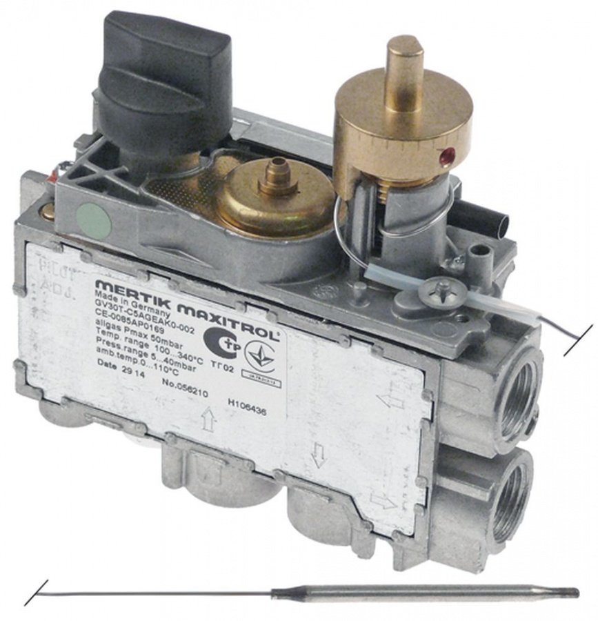 Valva de gaz termostatica MERTIK tip GV30T-C5AGEAK0-001, temp. 100-340°C, pentru gratar/cuptor - 106436