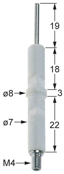 Electrod ceramic ø 7 mm, L 44+19 mm, filet M4 - 106516