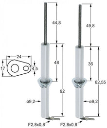 Electrod de aprindere, flansa 24 X 17 mm, conexiune papuc 2,8 mm - 106647