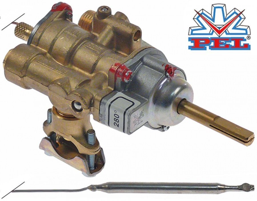 Robinet de gaz termostatic PEL 25ST t.max. 280°C, intrare flansa ø 21 mm, iesire filet M16x1,5 mm - 106658 