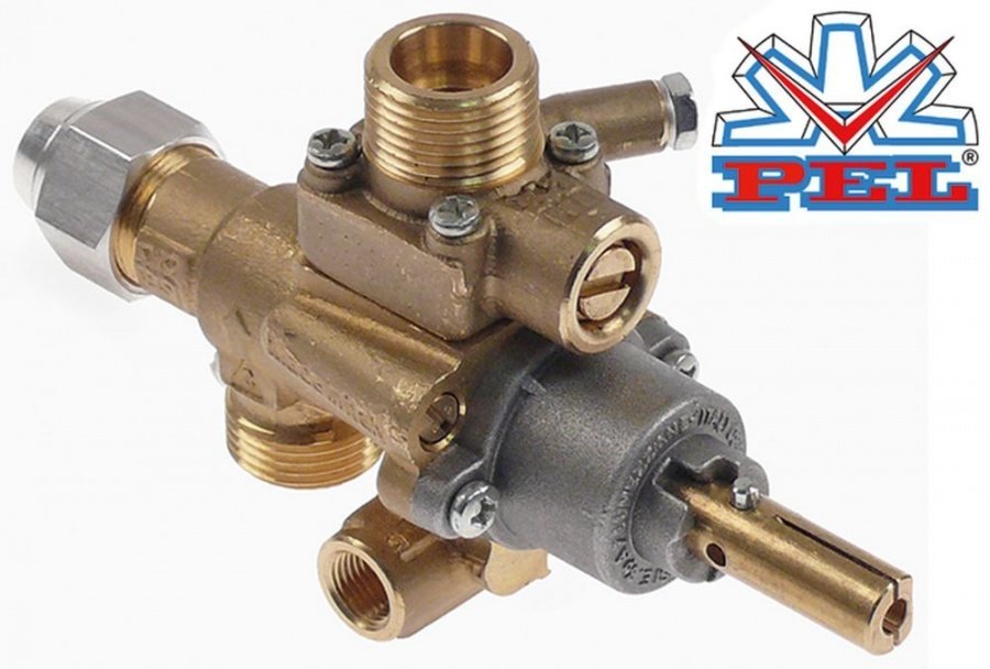 Robinet de gaz PEL 22S/V, intrare/iesire gaz M20x1,5 mm, duza bypass ø 0,8 mm - 106888