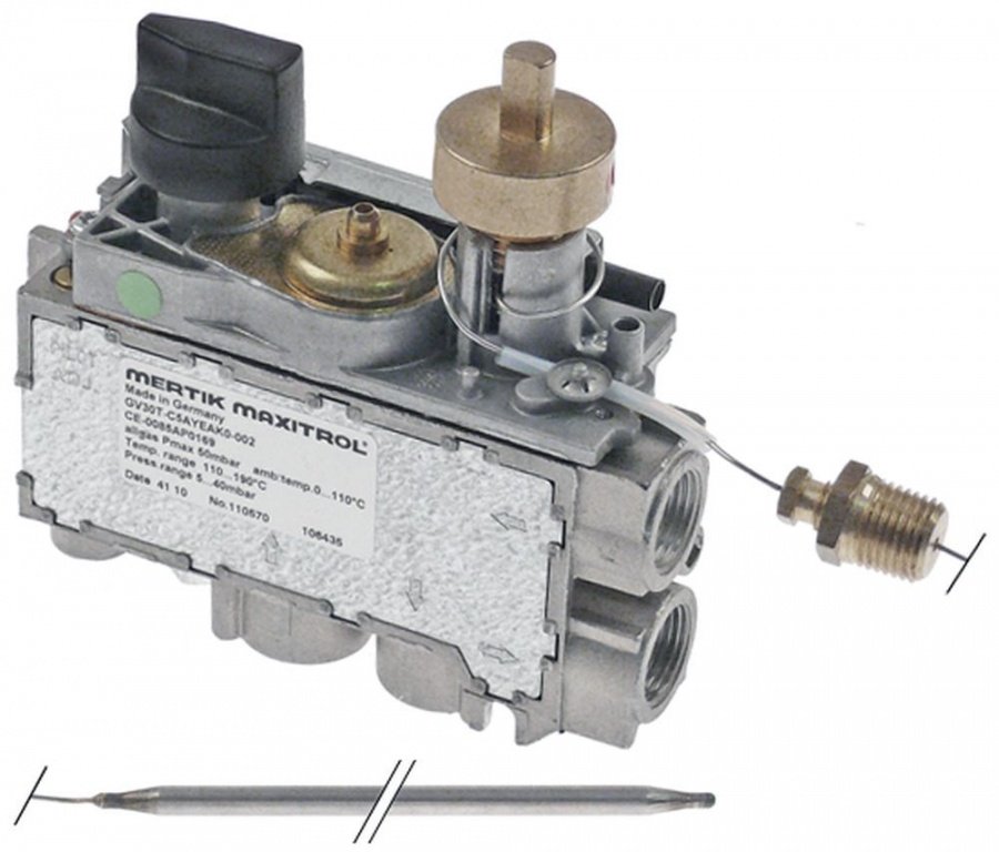 Valva de gaz termostatica 110-190°C, MERTIK tip GV30T-C5AYEAK0-001, (GV30T-C5AYEAK0-002, GV30T-C5AYEAK0-006), intrare/iesire gaz 3/8" - 106975