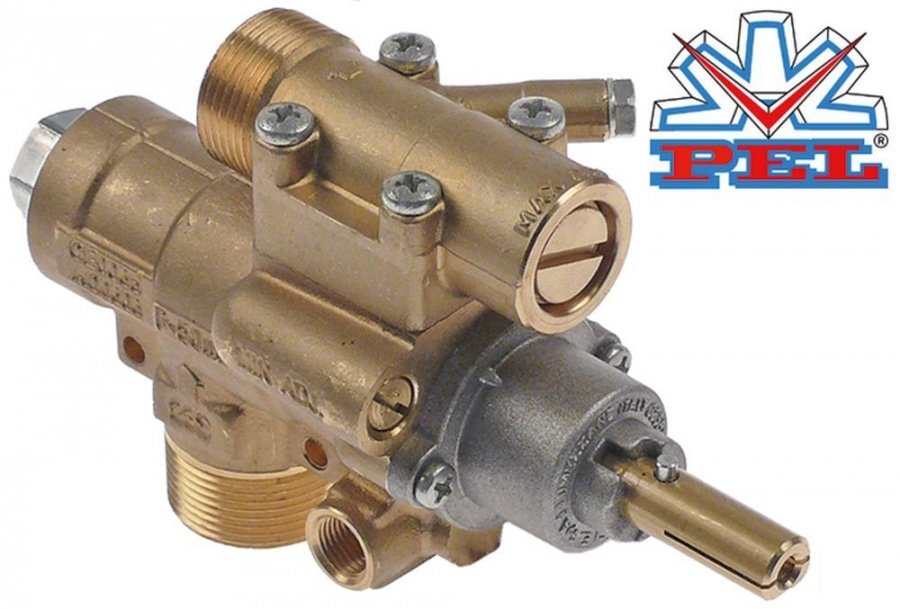 Robinet de gaz PEL 23S/O, intrare gaz M28x1.5 mm, tub ø 20 mm, iesire M24x1.5 mm, tub ø 16/12 mm - 106985