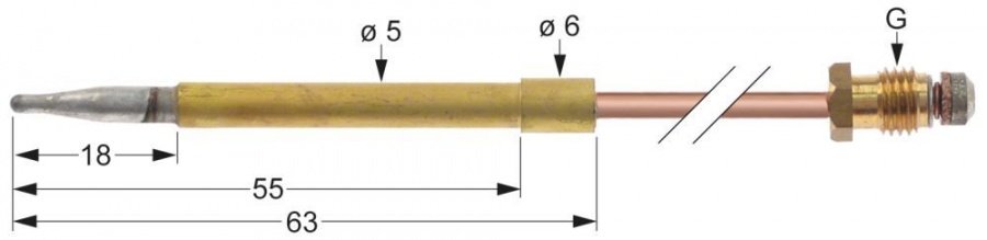 Termocupla L 330 mm, cap ø 5,0 mm, filet racord M8x1, Potis - 106989