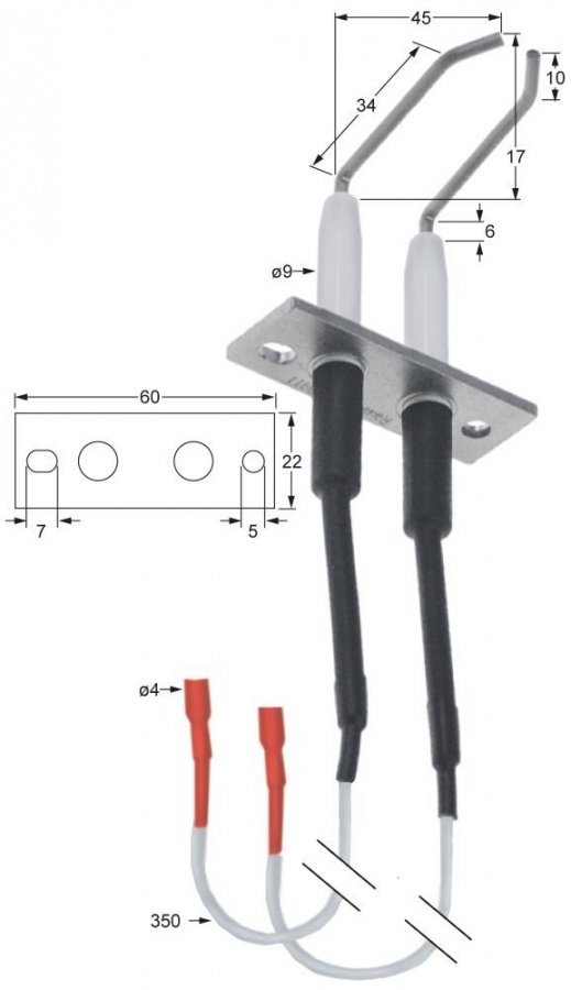 Electrod de aprindere L 60 mm - 106996