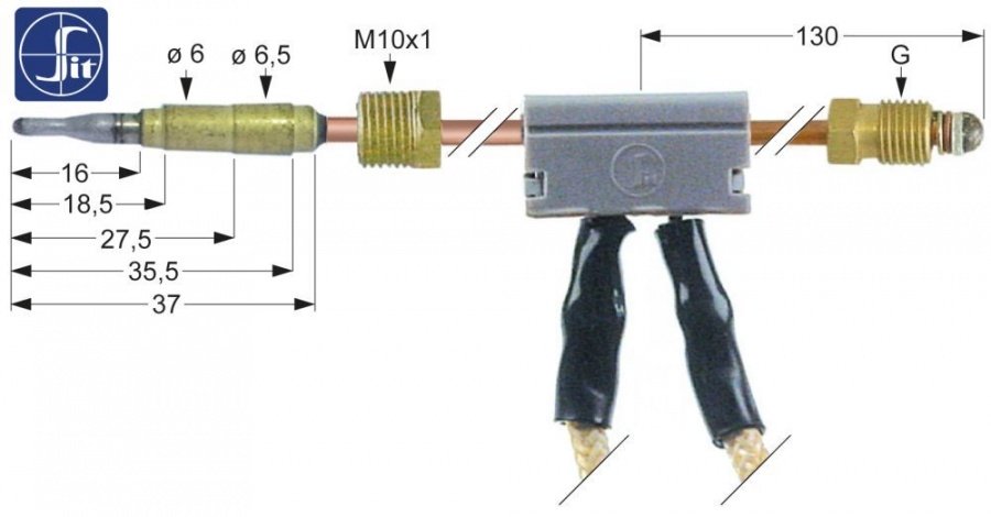 Termocupla intrerupta SIT L 600 mm, filet racord M9x1 mm - 107148