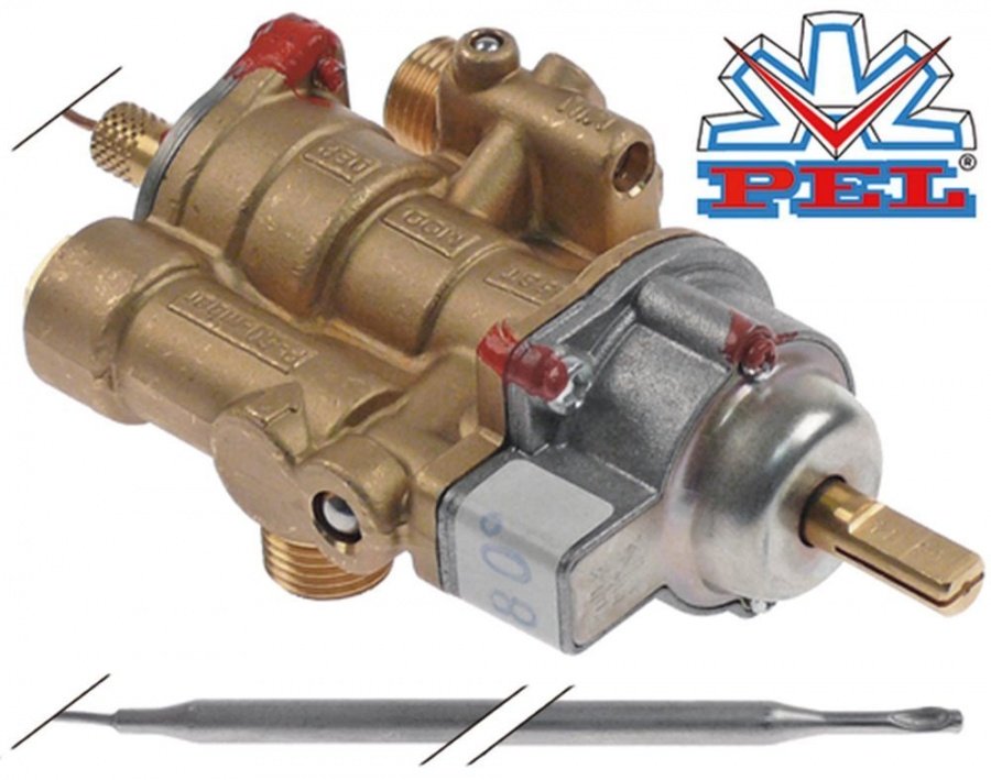 Robinet de gaz termostatic PEL 25ST, 100-180°C, filet intrare gaz M16x1,5 (tube ø 10 mm) - 107163