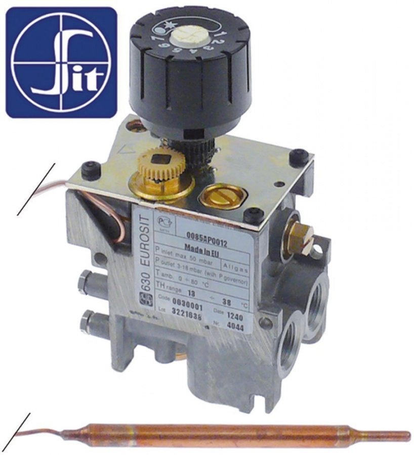 Valva de gaz pentru soba - convector termostatic, SIT 630 Eurosit 13-38°C, racorduri 3/8" - 107220