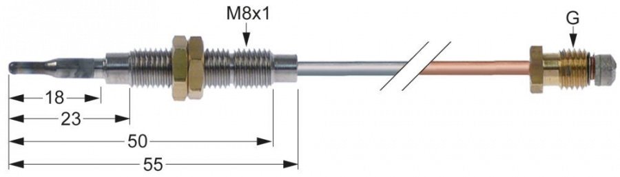 thermocouple nickel-plated M8x1 M8x1 L 750mm
