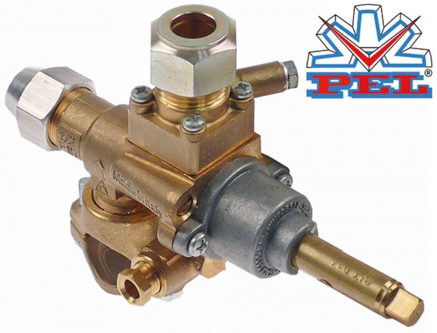 Robinet de gaz PEL 22S/V, intrare gaz flansa ø 21 mm, iesire gaz filet M20x1,5 mm, duza bypass ø 0 mm - 107322