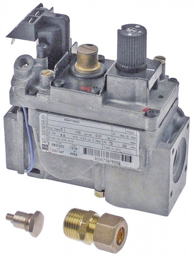 gas valve series 820 0,17V gas inlet 1/2" gas outlet 1/2" thermocouple connection M9x1 - 107430