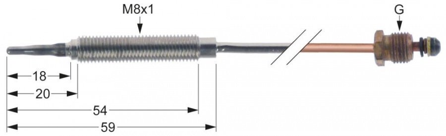 thermocouple nickel-plated M8x1 M10x1 L 600mm