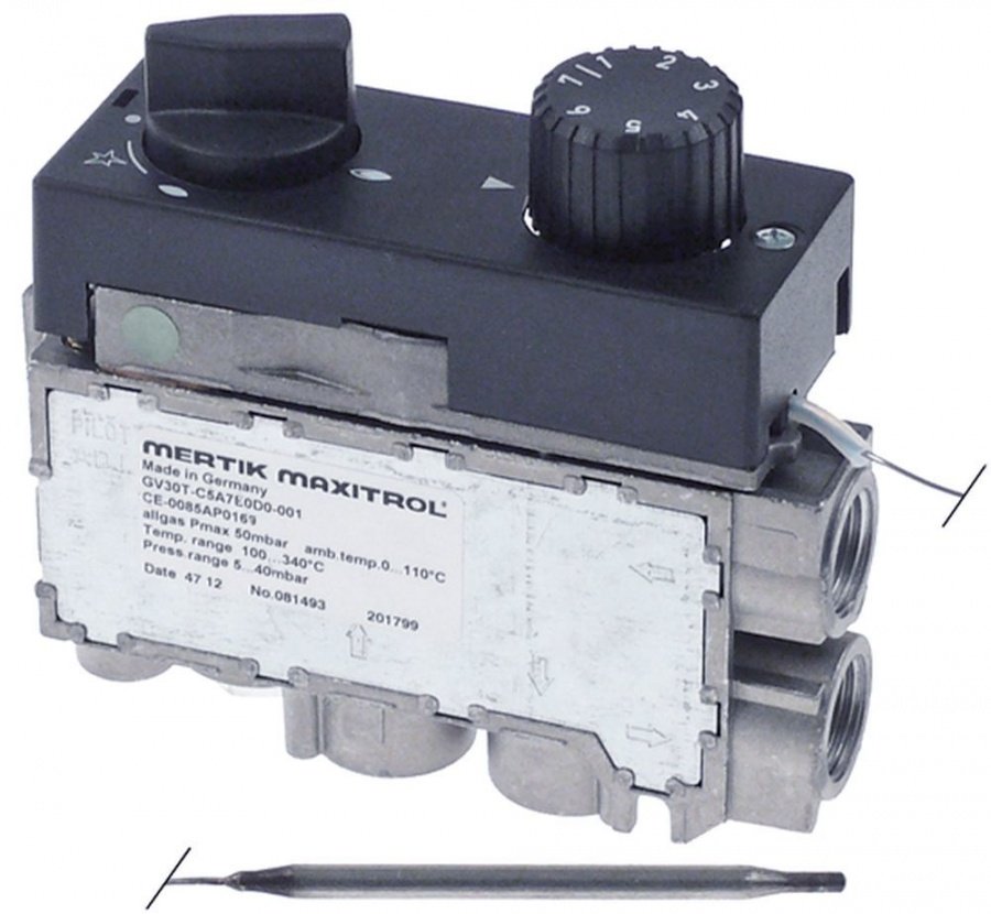 gas thermostat MERTIK t.max. 340°C 100-340°C thermocouple connection M10x1 probe ø 4mm