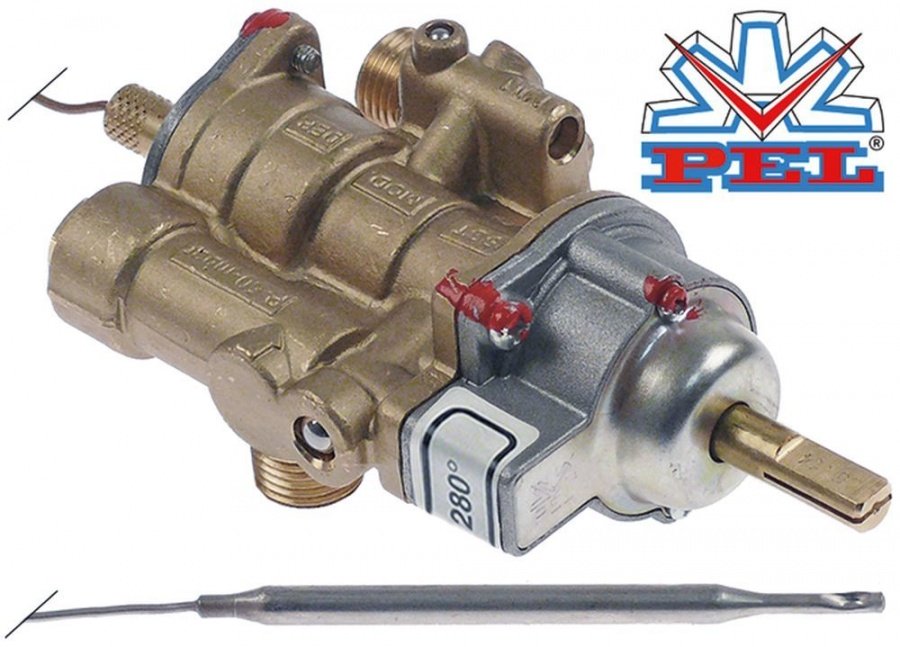 Robinet de gaz termostatic 25ST, temp max.280°C, intrare gaz M16x1,5 mm (tube ø 10mm) - 107515
