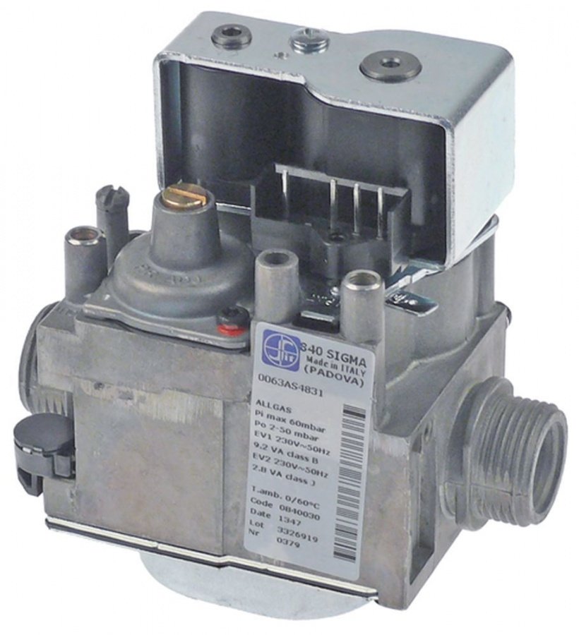 Valva de gaz SIT Sigma 0840030, 230 V, 50 Hz, intrare-iesire gaz 3/4", P 2-50 mbar - 107547