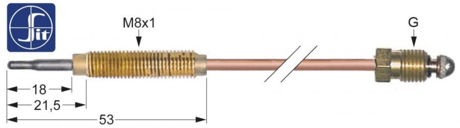 Termocupla SIT 320 mm, filet cap M8x1, racord M9x1 - 107635