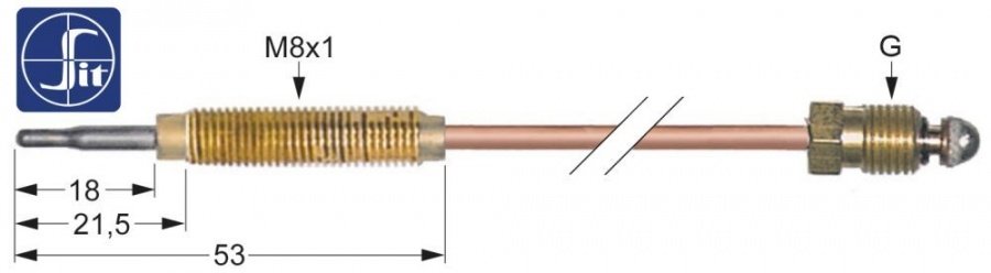 Termocupla SIT 1000 mm, filet cap M8x1, racord M9x1 - 107638