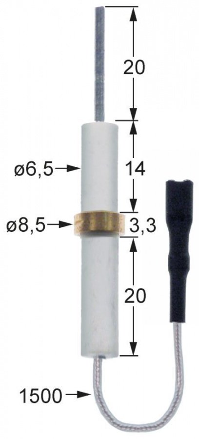 electrod de aprindere D1 ø 6.5mm lungime cablu 1500mm racord F2,8 D2 ø 8.5mm