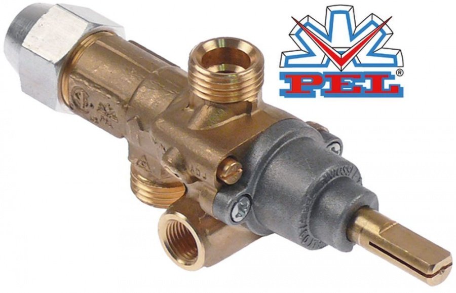 Robinet de gaz PEL 21S, intrare gaz M16x1,5 (ø tub 10 mm), iesire M16x1.5 (tub ø 10/8 mm), ax 8x6.5 mm - 107830