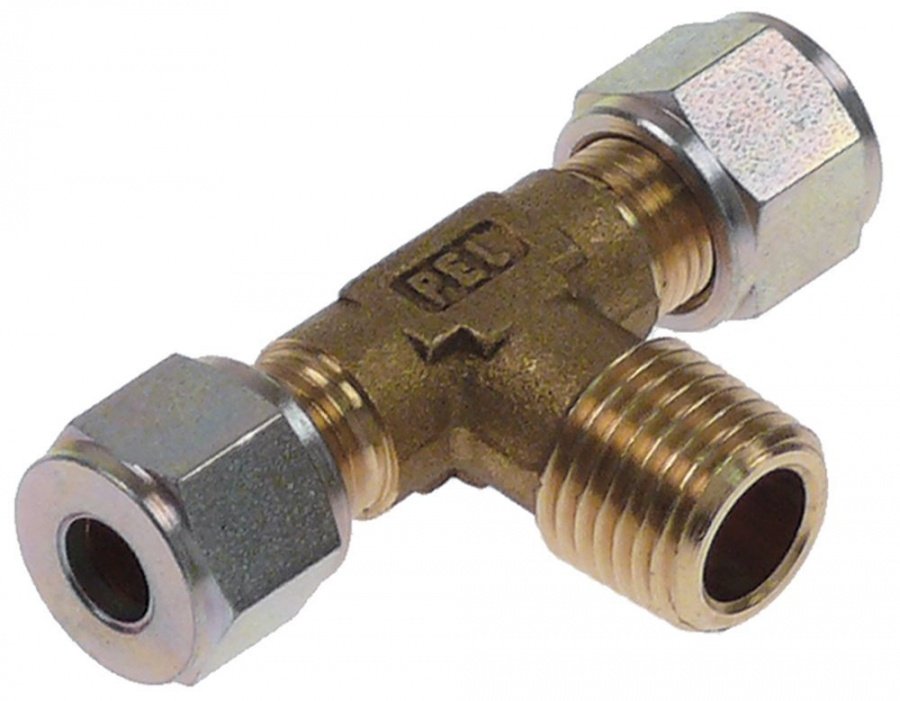 racord T piesă în T filet 1/4\ pentru ø țevilor 6mm L 55mm alamă gaz"