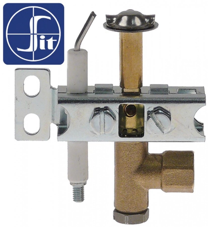 arzator pilot SIT tip seria 100 cu 3 flăcări ø duză 0.4mm racord gaz 6mm cu bujie