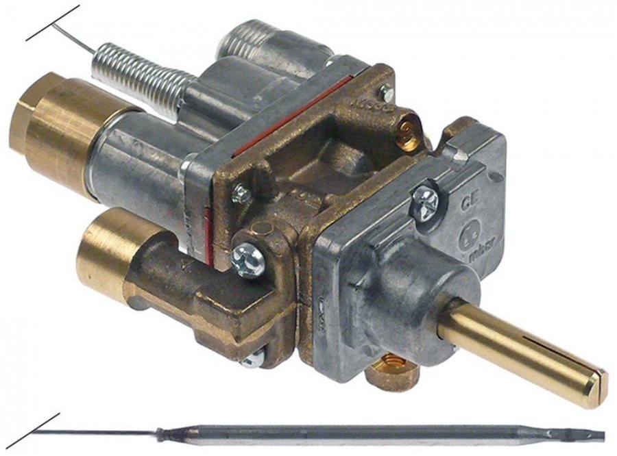 Robinet de gaz termostatic 300°C, montare pe teava cu colier, filet termocupla M8x1 - 109051