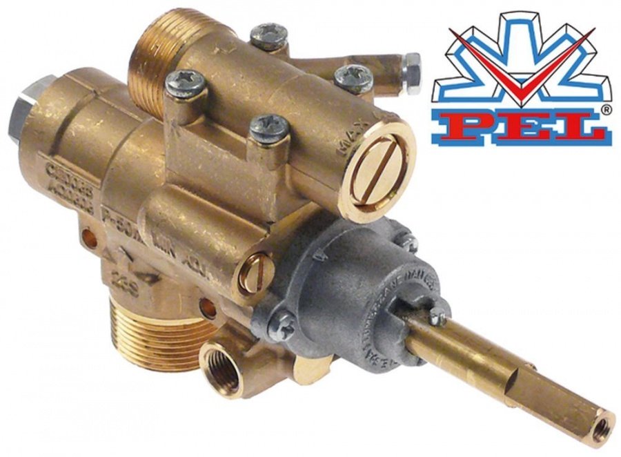 Robinet de gaz PEL 23S/O, intrare gaz M28x1,5 mm, iesire gaz M24x1,5 mm, duza bypass ø 0 mm - 109123