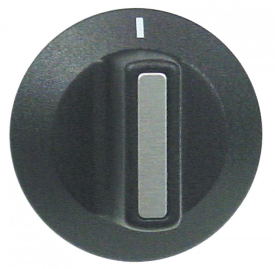 knob switch zero mark ø 42mm shaft ø 6x4,6mm shaft flat left black