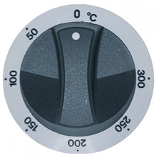 knob thermostat t.max. 300°C ø 77mm shaft ø 6x4,6mm shaft flat upper silver